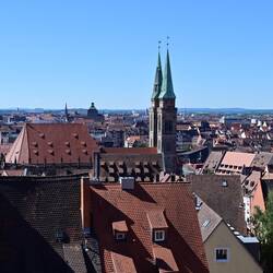 View from the castle over the old town, St Sebaldus Church at centre