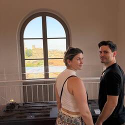 Blick aus dem Etrusker Museum über die Dächer von Volterra