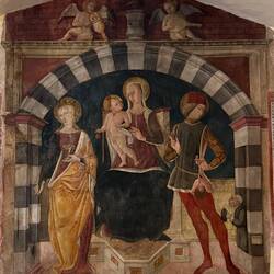 1475 fresco at 11th century church where we play. Note the eyeballs in the chalice.