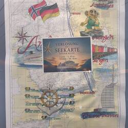 Unsere Schiffskarte, sie wurde zum Ende der Reise verlost