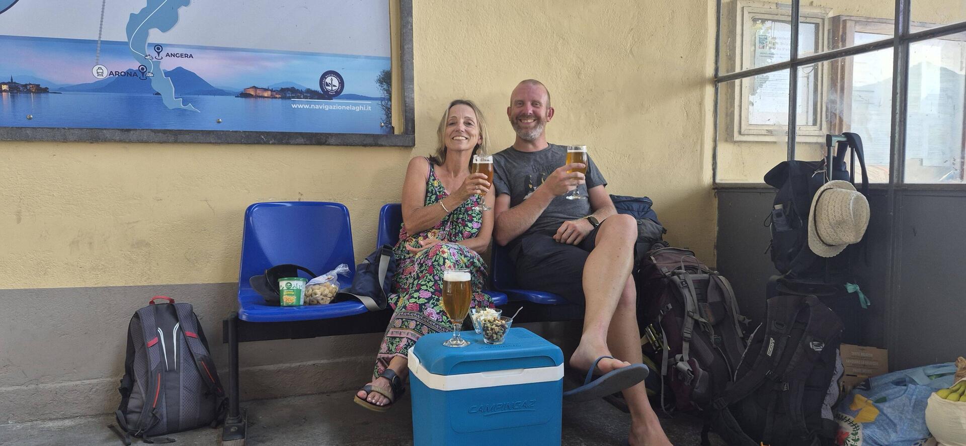 Making a small party whilst waiting for the ferry - the Italians were very impressed!
