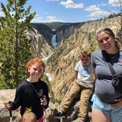 1 kid and 3.5 grandkids at the Lower Falls