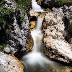 Waterfall near Model of Castello di Andraz — Livinallongo del Col di Lana, Italy.