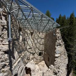 Archaeological dig of the church ... as we climb to the top — Castello di Andraz.