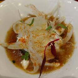 Colvert restaurant, Buffalo mozzarella with tomato consumme and shaved fennel