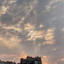 A sunset glow from the Fontainebleau Forest fires