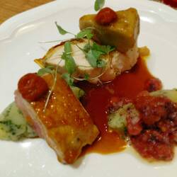 Chicken with stuffed chard and artichoke
