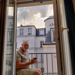 Looking pretty happy on the baby balcony