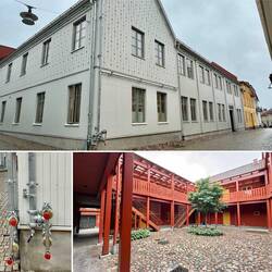Ein Gebäude aus den letzten Jahren, neu gebaut. Man beachte die Sprinkleranlage aussen!