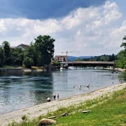 Holzbrücke über den Rhein