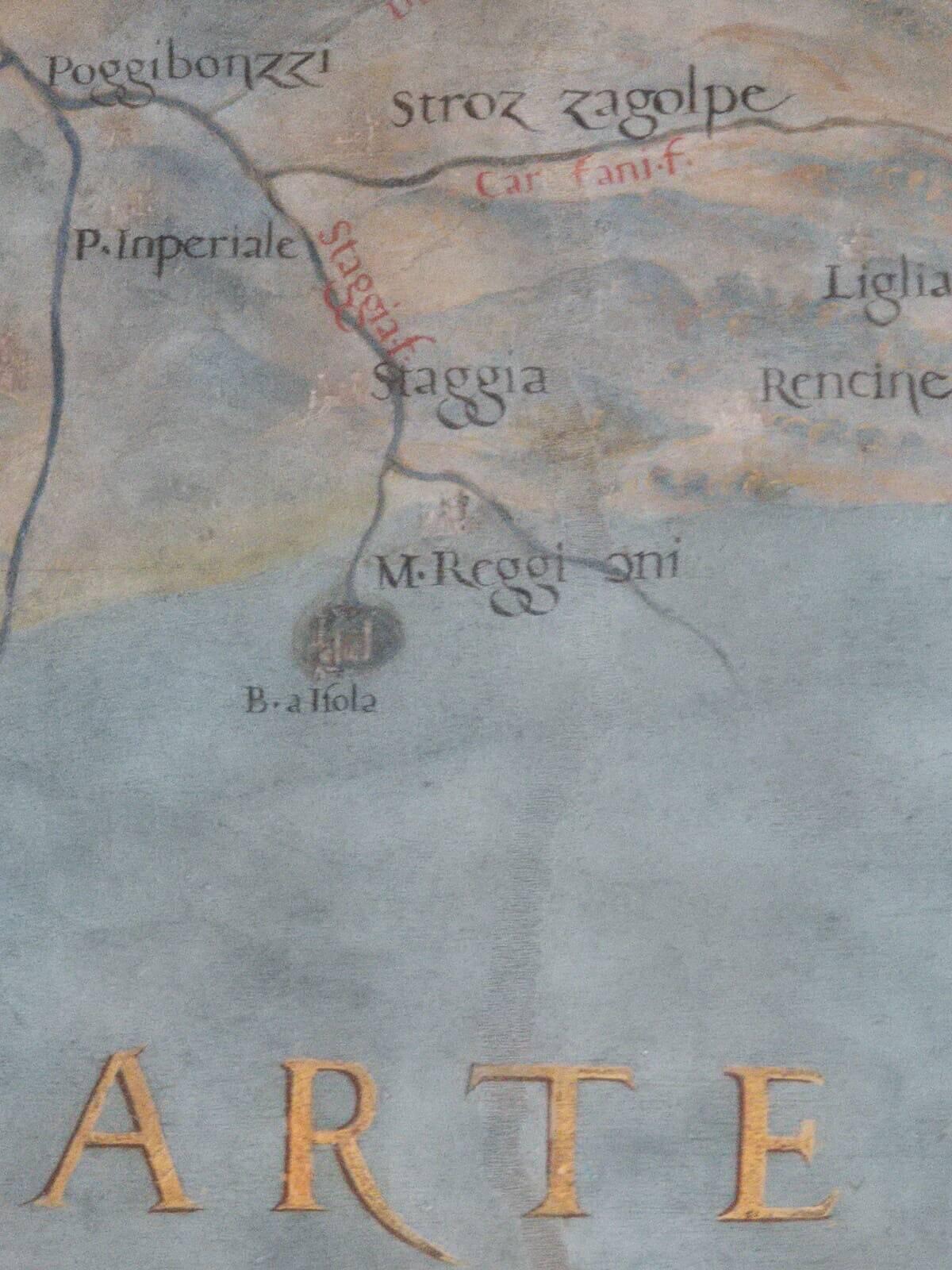 Poggibonsi samt Umgebung auf einer alten Karte
