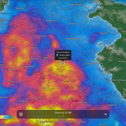 Our early evening storm ... from the Zoom Earth radar image — Colfosco, Italy.