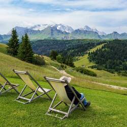 Enjoying the solitude, cool air, and scenery — Pralongià Plateau, Dolomiti.
