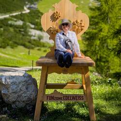 Yeah, the chair is a bit big for me 😄 — Colfosco, Italy.