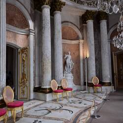 The columns are real, single pieces of marble