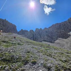 Suzanne coming down the scree