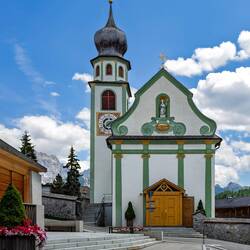 The Parish church of San Cassiano in the Italian Dolomiti.