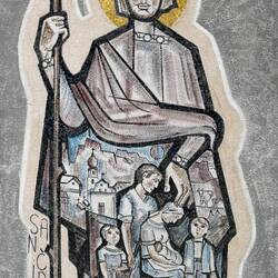 Mural near the church — San Cassiano, Italy.