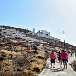 Perched on a cliff high above Chora, it is accessible via a steep 15-minute hike up a paved path