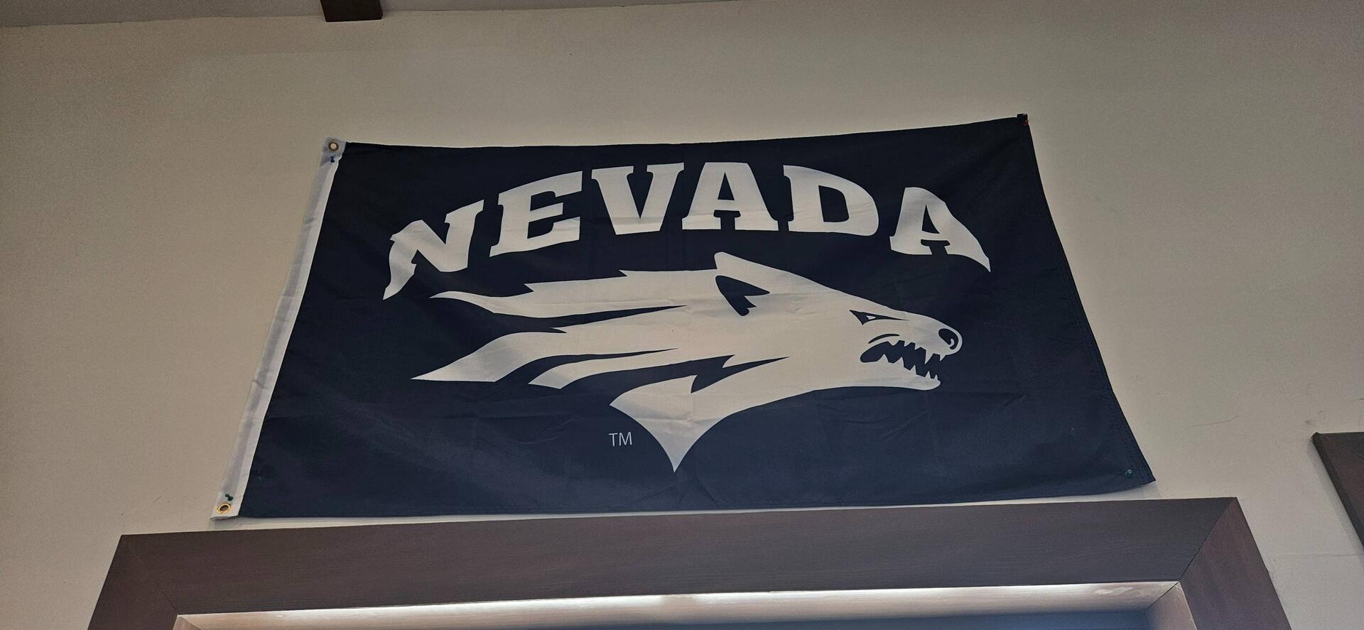 University of Nevada flag in the restaurant