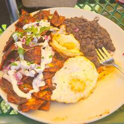 Mole chilaquiles. Yum!