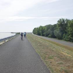 Riding miles along the damn wall. It's not a round damn, it's looong!!