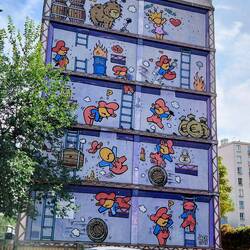 Street art on a building scheduled for demolishing