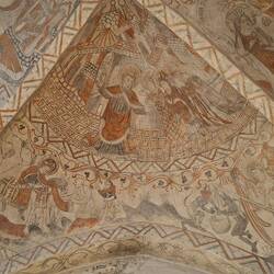Himmlisches Jerusalem mit Petrus an der Pforte / u.li. Martin von Tours / u.re. Engel Michael