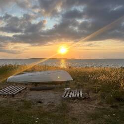 Nächster Zelt-Spot - Sonnenuntergang und die Radlerin aus Schottland wiedergetroffen.