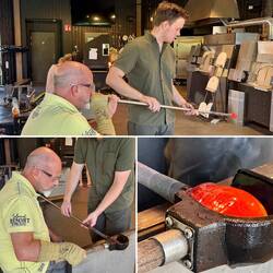Blasen und in Form bringen (Vorgang wird mehrmals wiederholt).