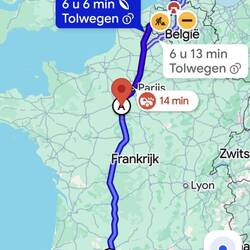 De alternatieve route (1586 km)