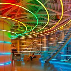 Panoramic view of inside the sphere