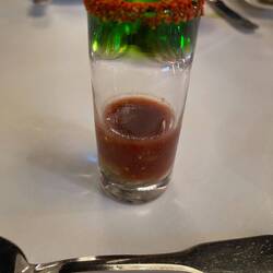 WA oyster with tomato shooter