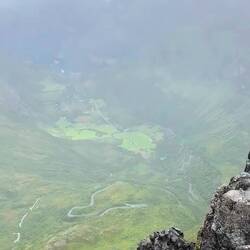 Dalsnibba bei leichtem Schneeregen und 1 Grad Celsius