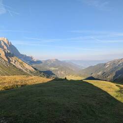Aussicht am Morgen von der Schlüterhütte.