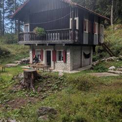 Übernachtungshäuschen am Rifugio Vazzoler.