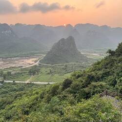We watched the sun drop behind one of the seven mountains, representing 7 fairies from local legend.