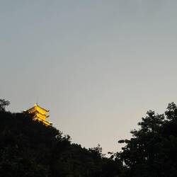 Pagoda and moon.