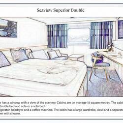 Sketch of an SSD cabin ... base photo from the Havila website.
