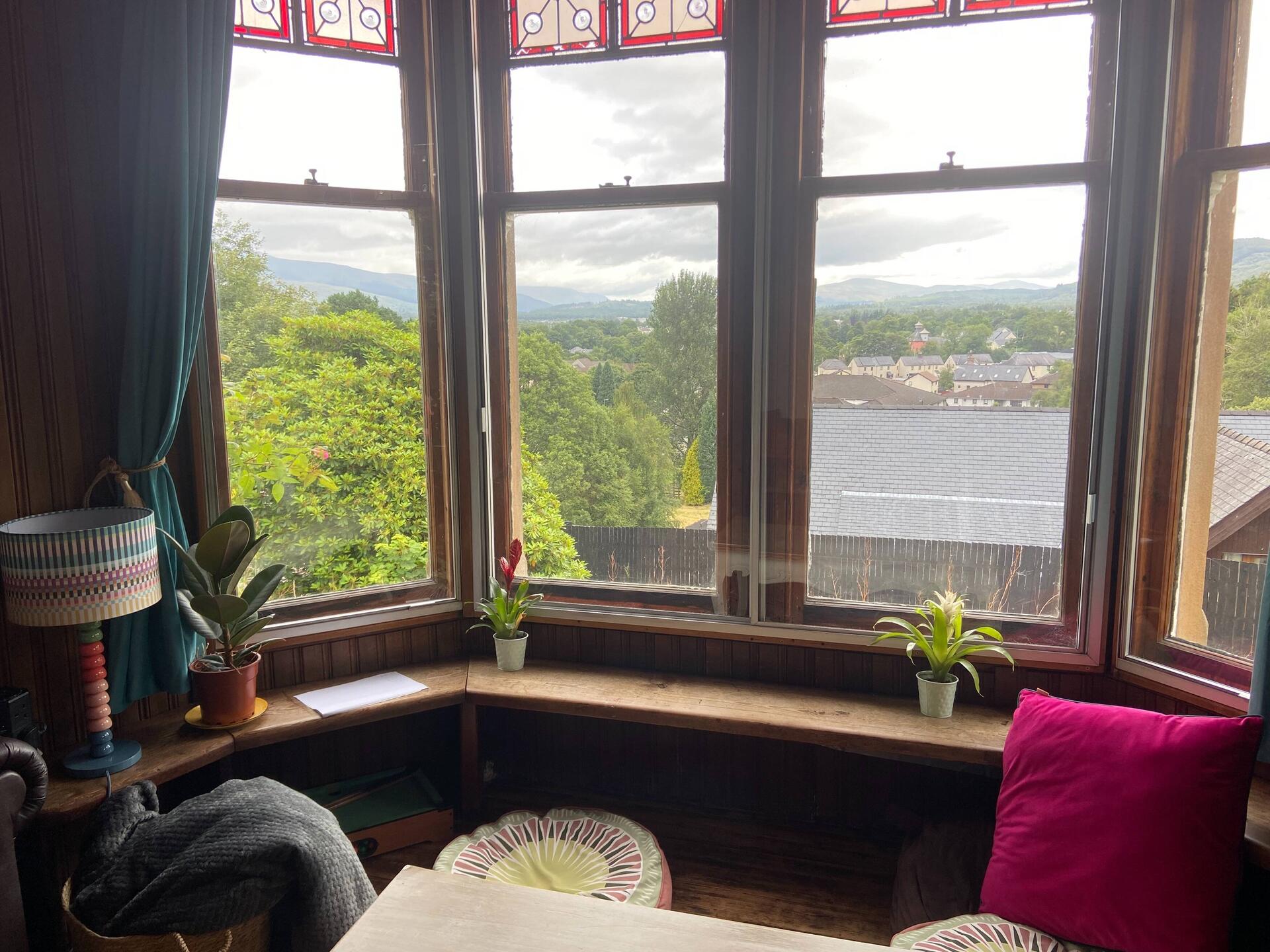 The view from the sitting room at the hostel