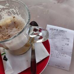 My most expensive cappucino in Paris, €5.80 - just across the road from Gare de Lyon