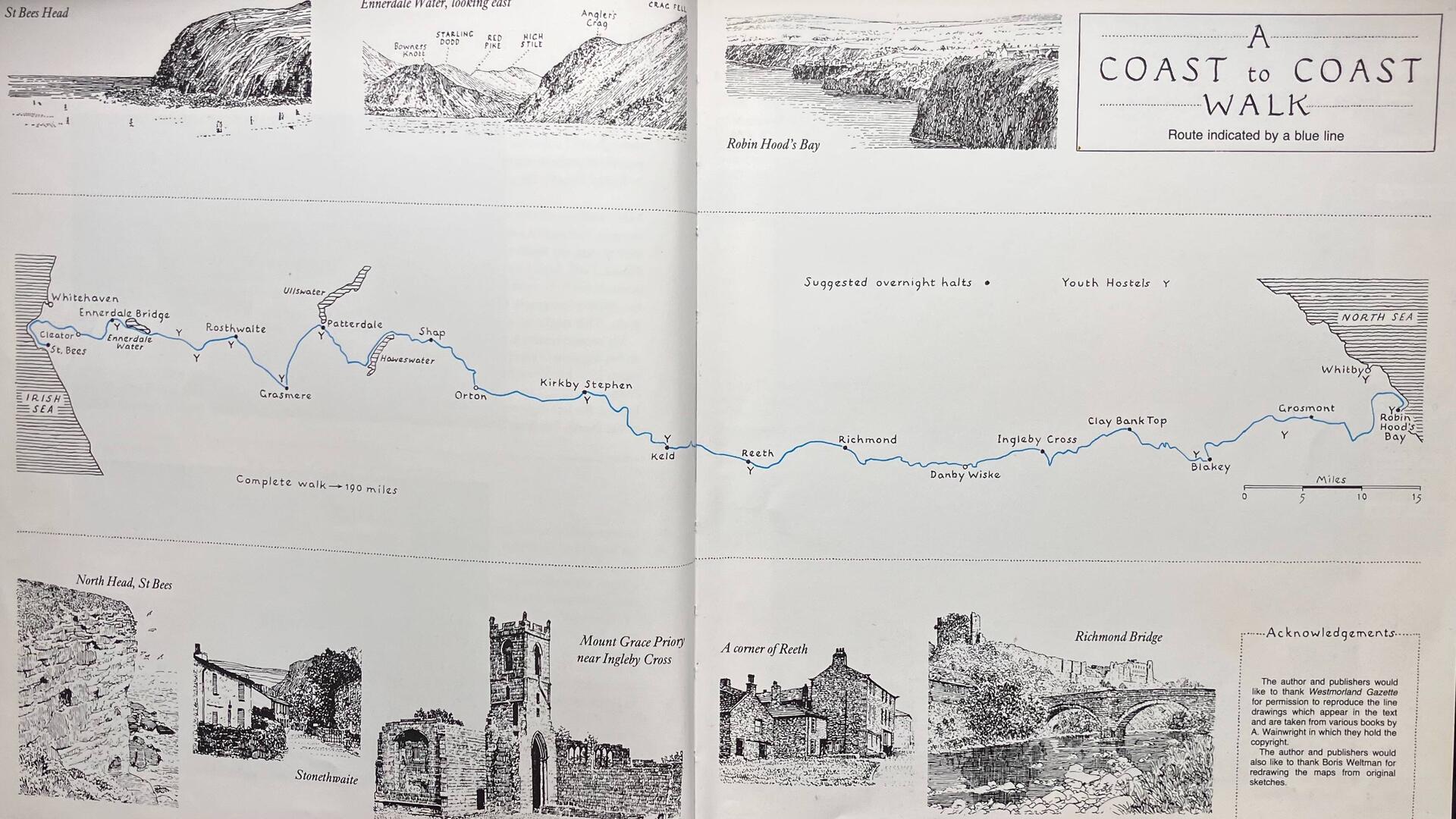 Der gesamte Weg, gezeichnet vom Begründer Alfred Wainwright.