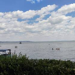 Swimming, it's free here but very shallow