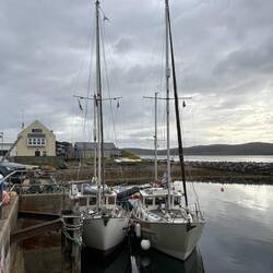 2 Fisher 34s tucked up in Longhope