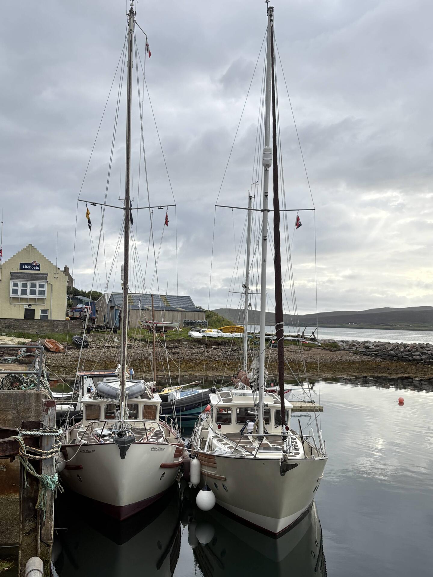 2 Fisher 34s tucked up in Longhope