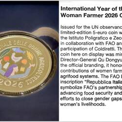 Issued for the UN observance, this is a €5 limited coin — MuNe, Roma.