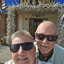 In front of Mike's Steakhouse in Rawlins, UT.