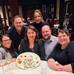 Jo and the family dining at Flowerdrum in Melbourne