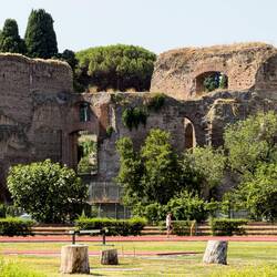 Running track near the ruins of the Baths of Caracalla — Roma, Italy.