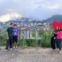 Mount Kinabalu shrouded in cloud behind us